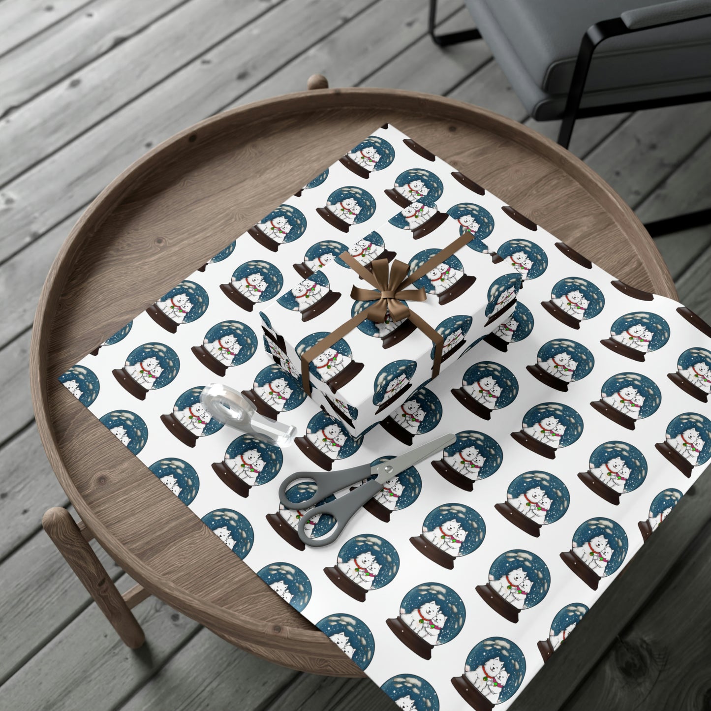 Samoyed Winter Snow Globe Gift Wrap Papers