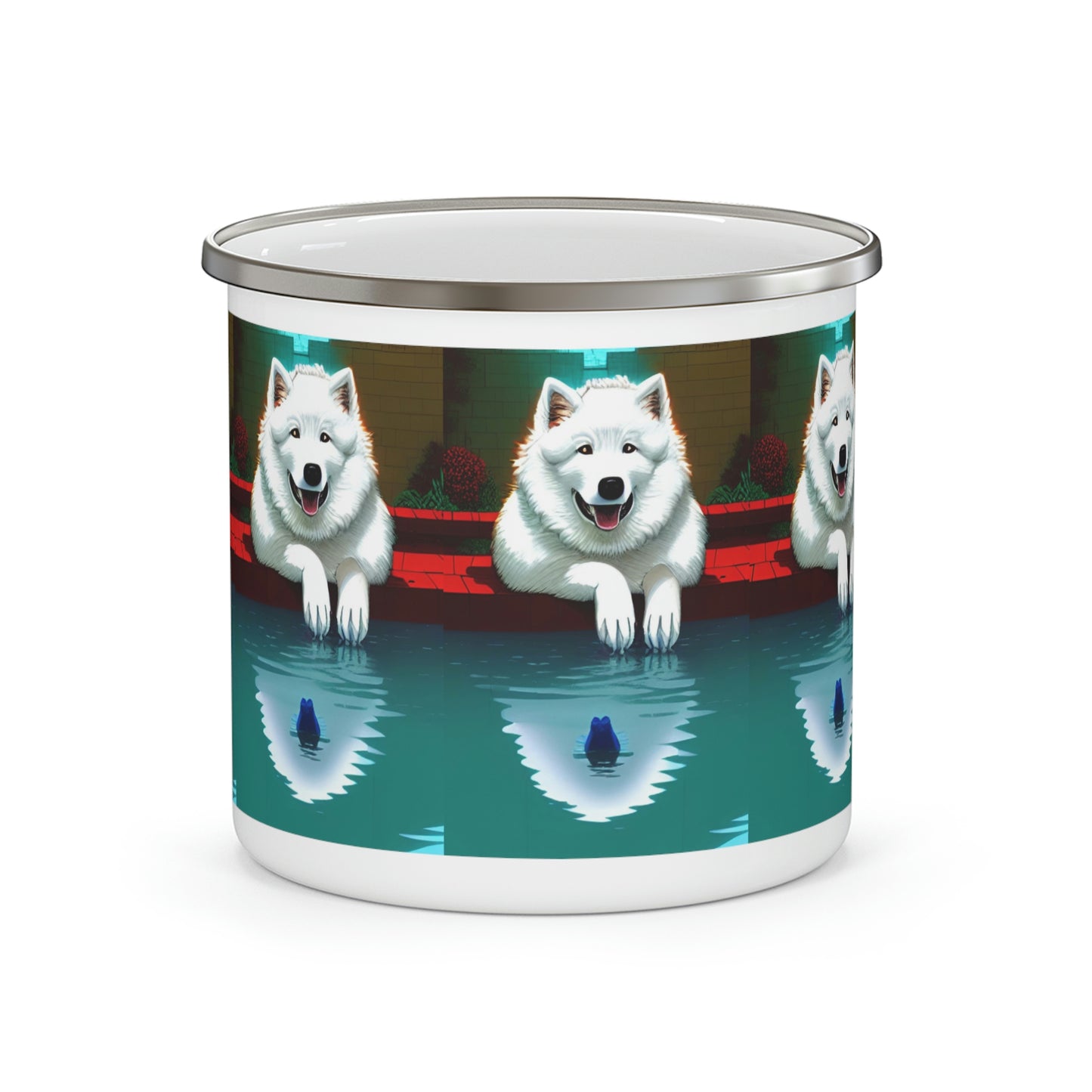 Samoyed Reflection Enamel Camping Mug