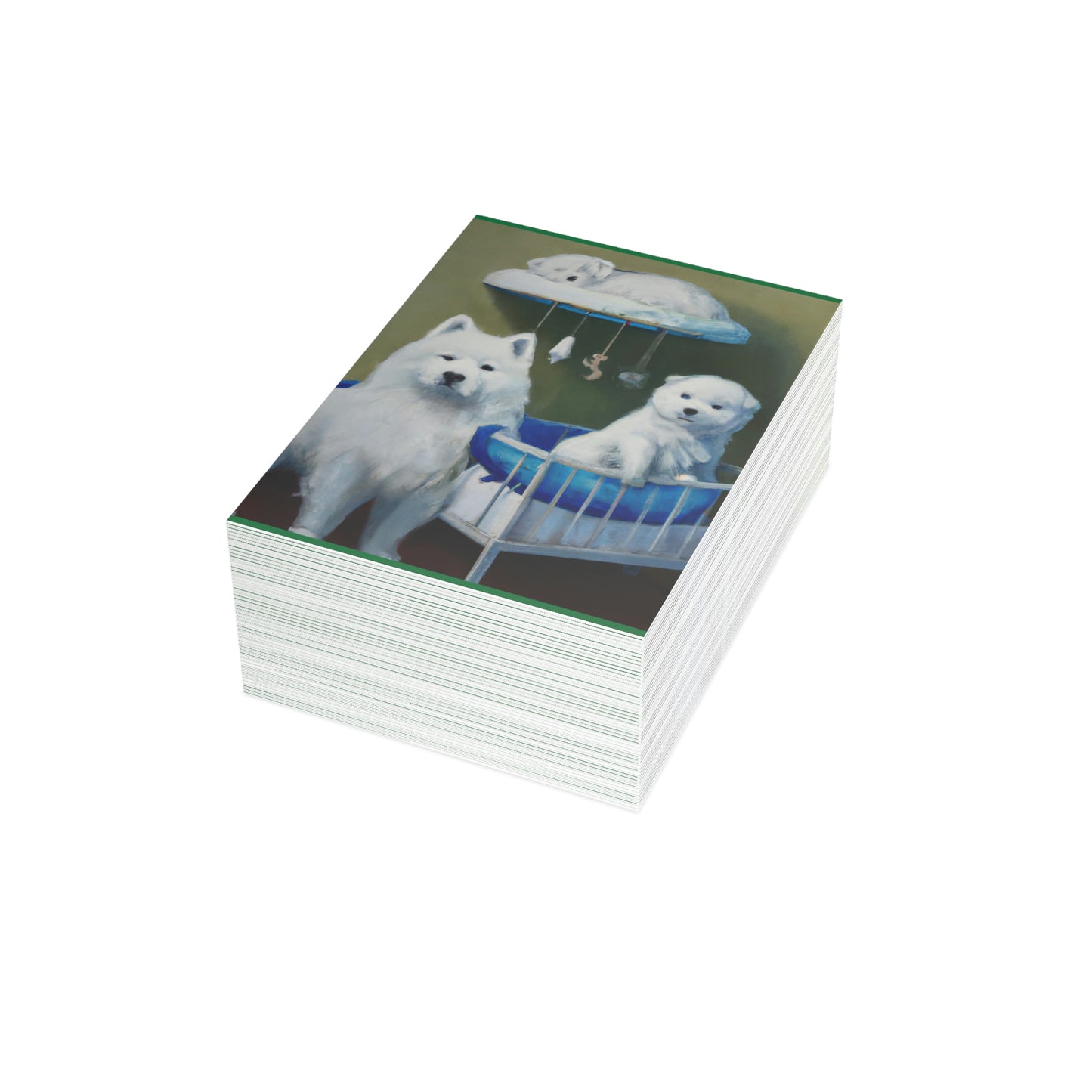 New Baby Samoyed Folded Greeting Cards (1, 10, 30, and 50pcs)