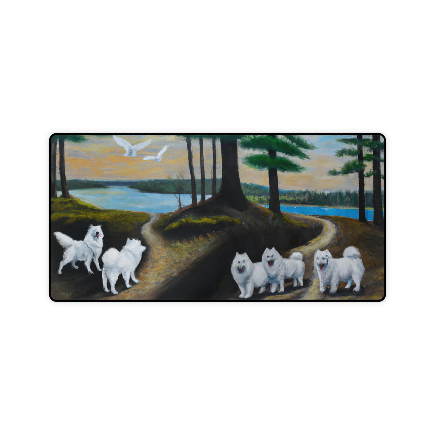 Samoyed Forrest Run Desk Mats