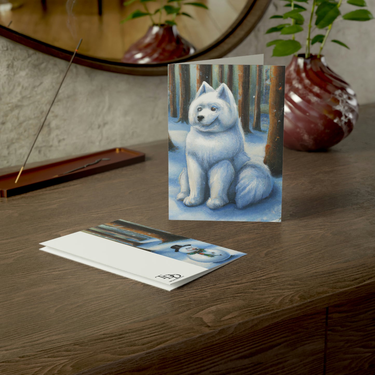 Snowdog Samoyed: Folded Greeting Cards (1, 10, 30, and 50pcs)