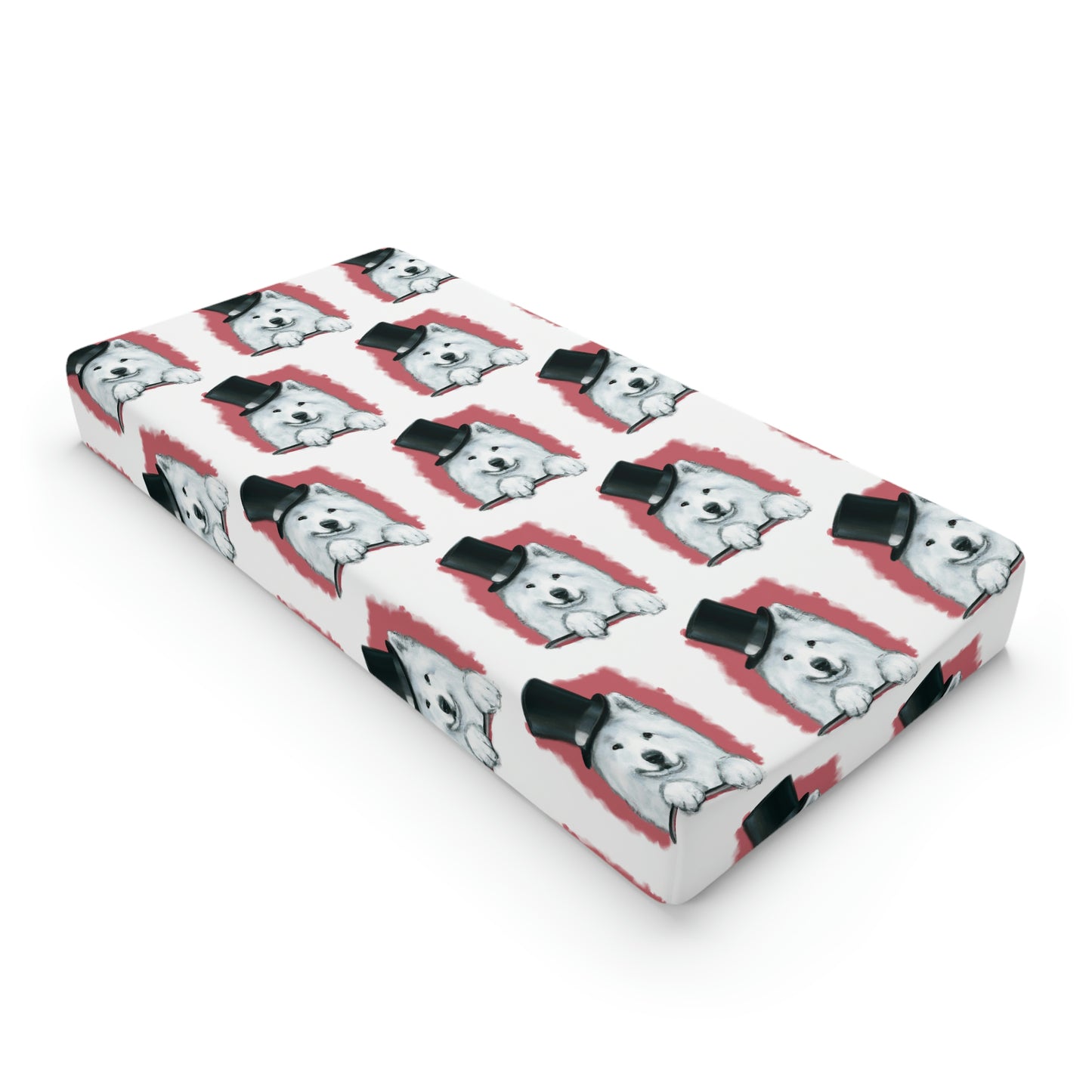 Top Hat Samoyed Baby Changing Pad Cover