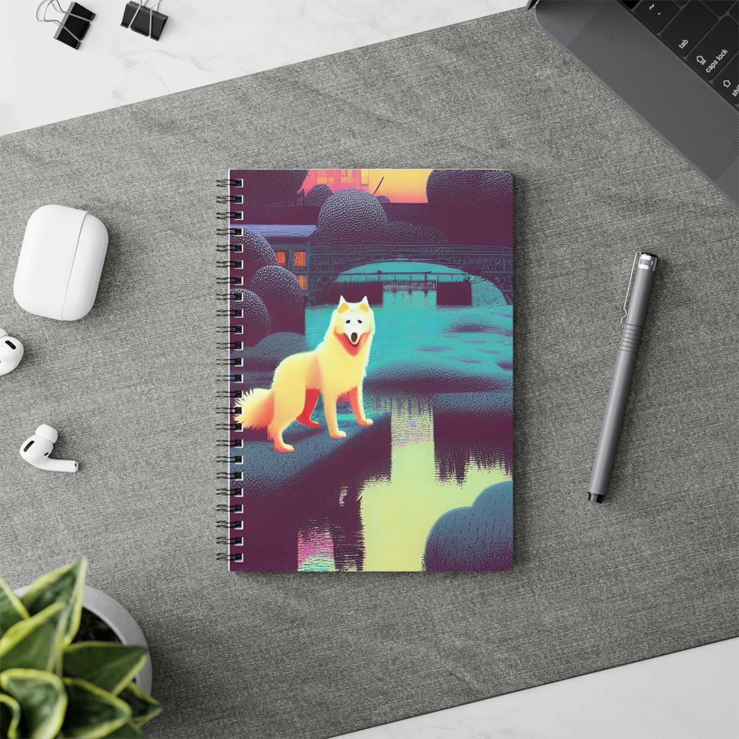 Fantasy Samoyed Park Wirebound Softcover Notebook