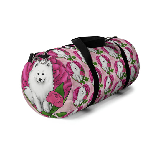 Rose Heart Samoyed Duffel Bag