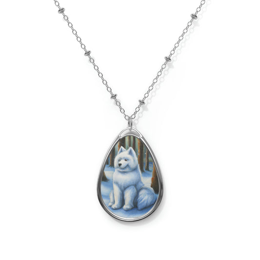 Snowdog Samoyed Oval Necklace