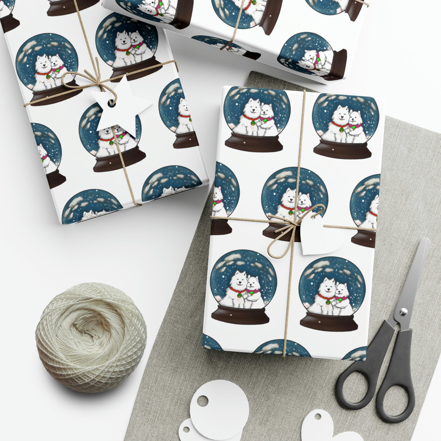 Samoyed Winter Snow Globe Gift Wrap Papers