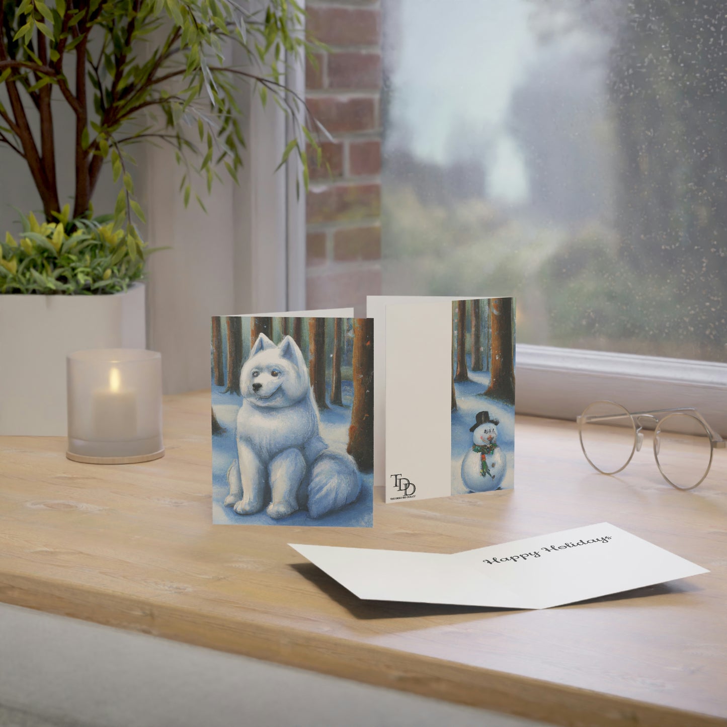 Snowdog Samoyed: Folded Greeting Cards (1, 10, 30, and 50pcs)