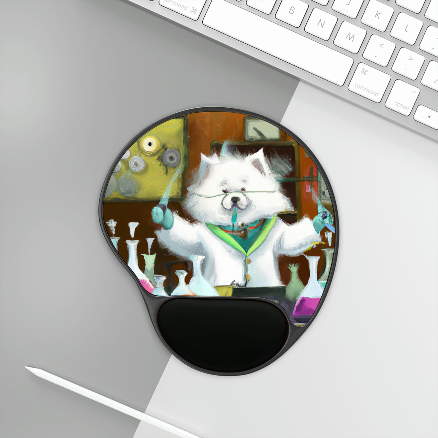 Scientist Samoyed Mouse Pad With Wrist Rest