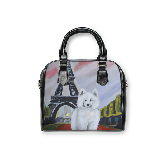 Samoyed in Paris Shoulder Handbag