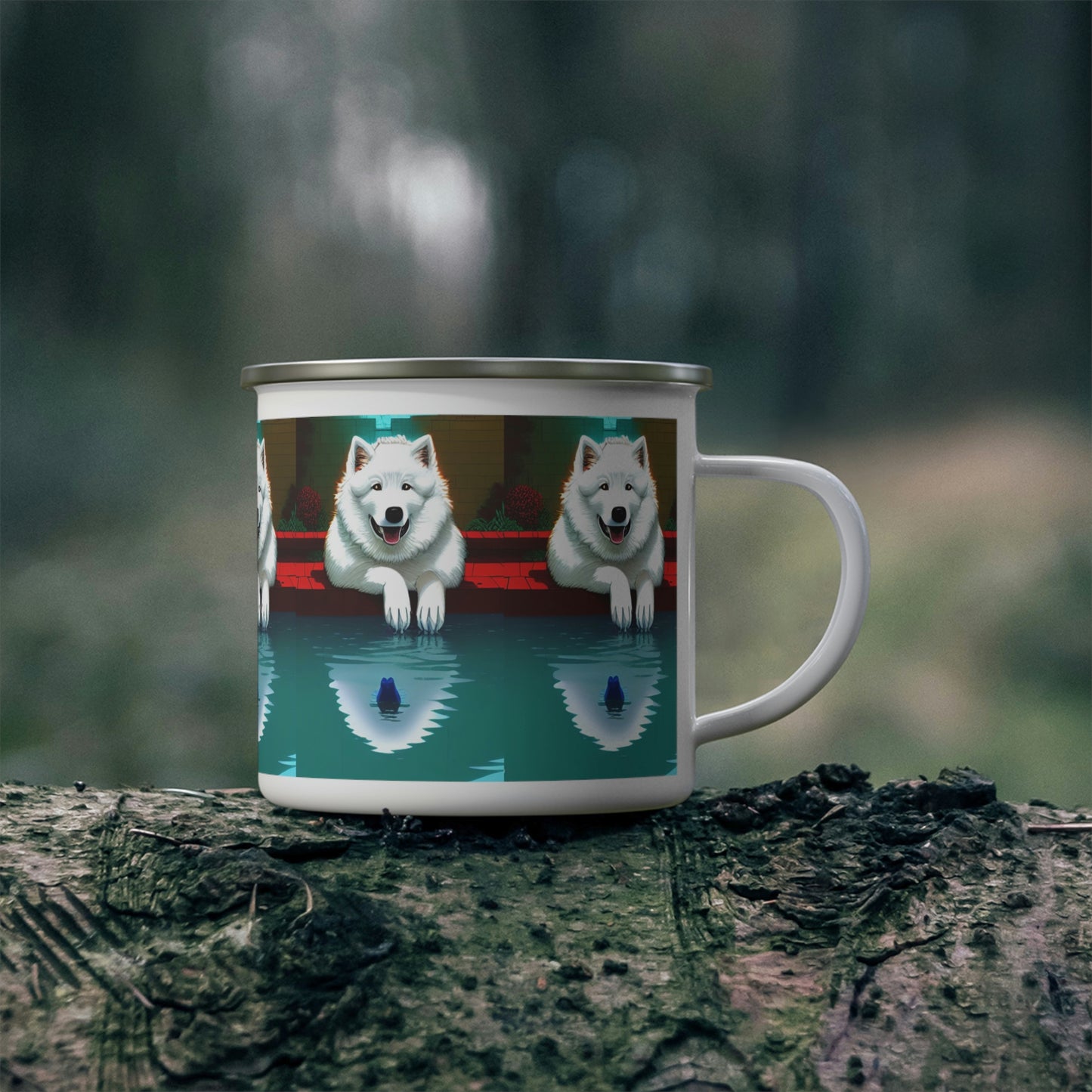 Samoyed Reflection Enamel Camping Mug