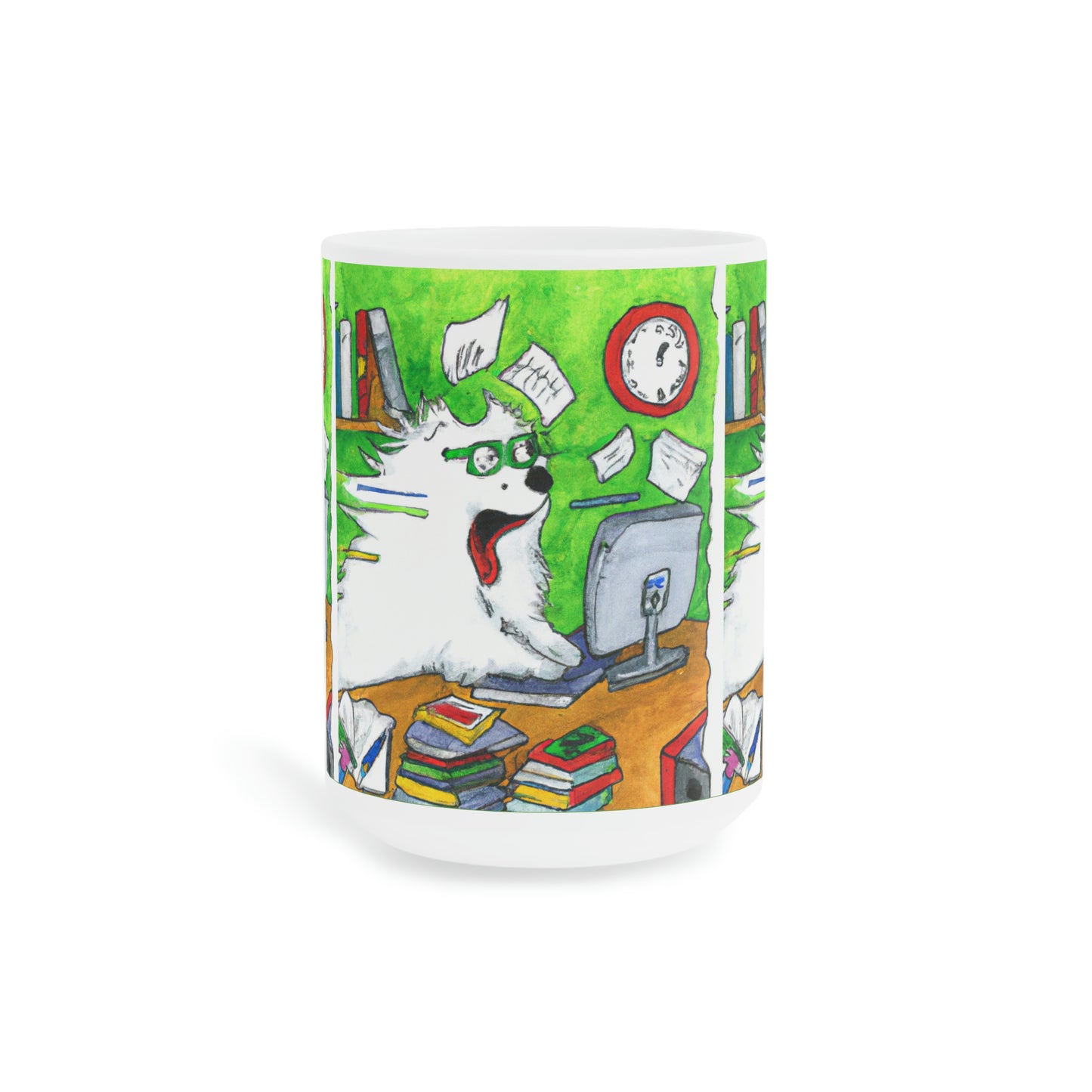 Samoyed Student Researching: Ceramic Mugs (11oz\15oz\20oz)