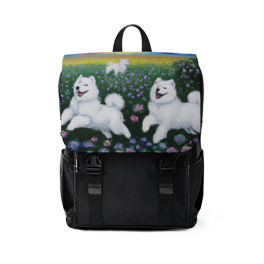 Small Rainbow Field Samoyed Friends Backpack