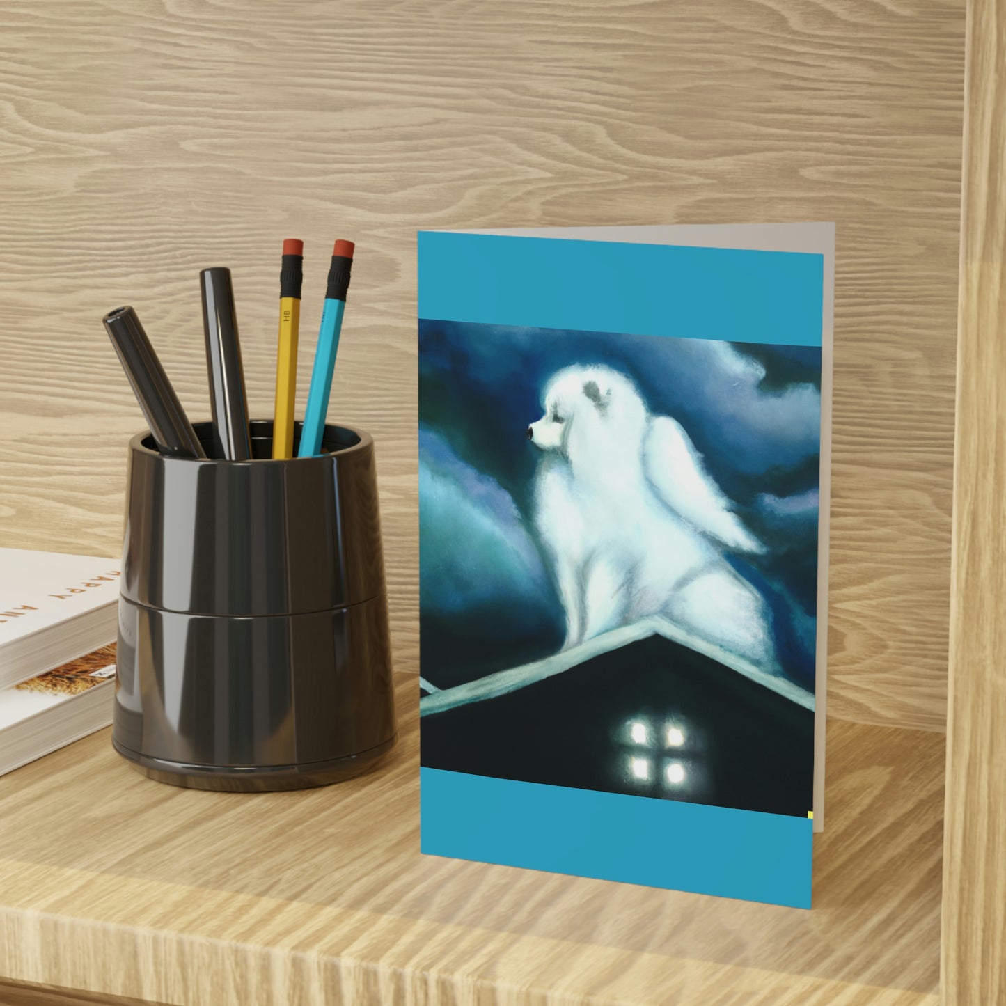 Samoyed Angel Roof Sympathy Card (1 or 10-pcs)