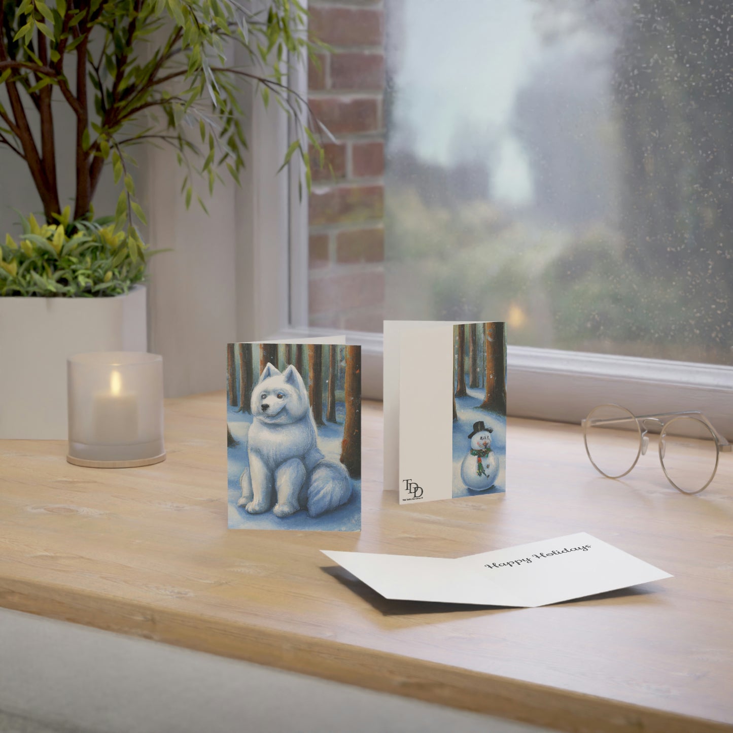 Snowdog Samoyed: Folded Greeting Cards (1, 10, 30, and 50pcs)