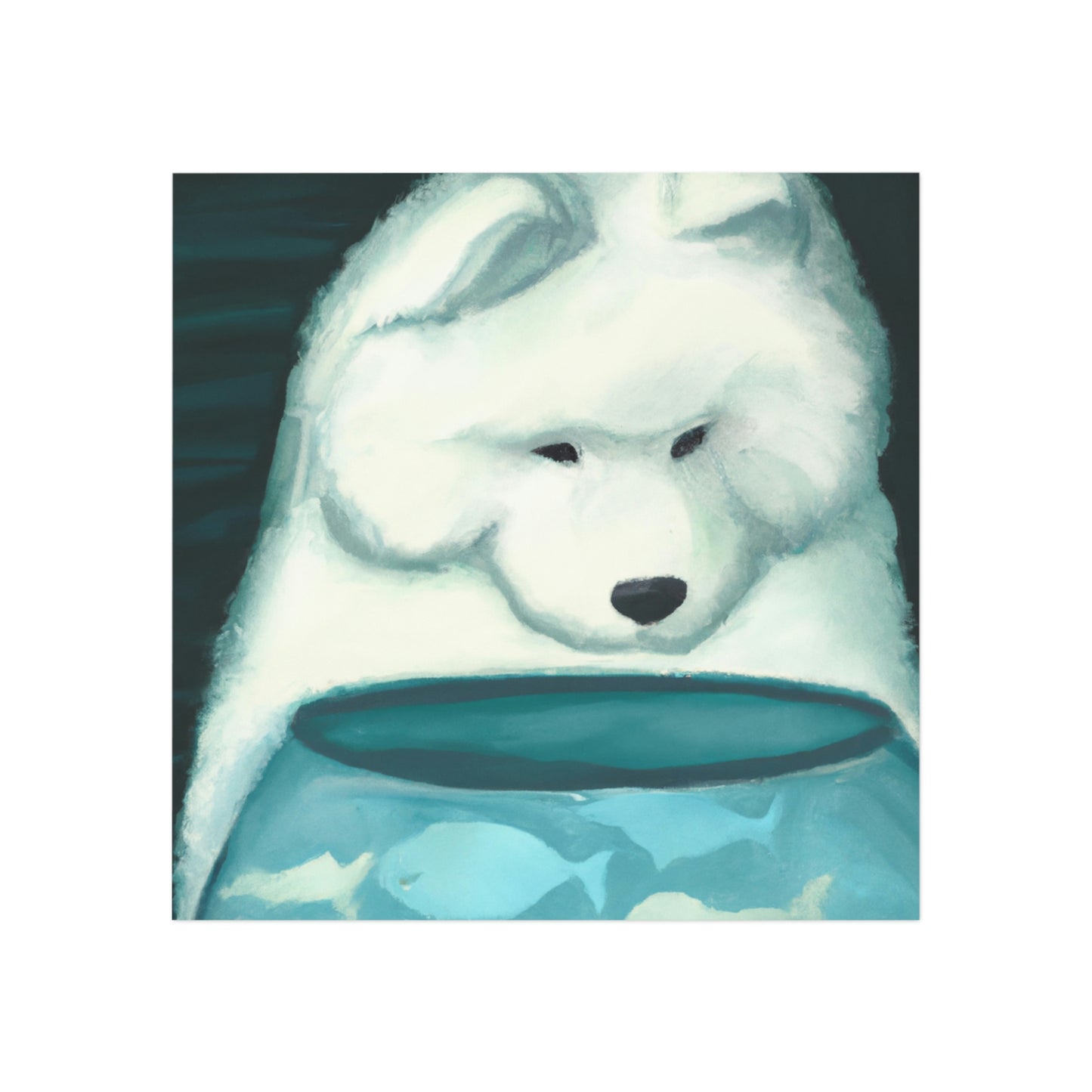 Samoyed Fishbowl Square Magnet