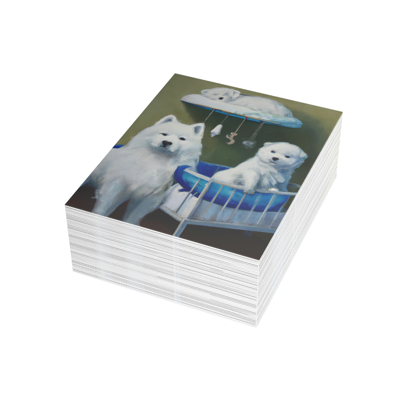 New Baby Samoyed Folded Greeting Cards (1, 10, 30, and 50pcs)