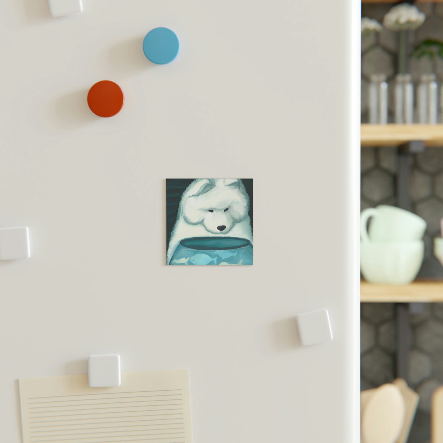 Samoyed Fishbowl Square Magnet