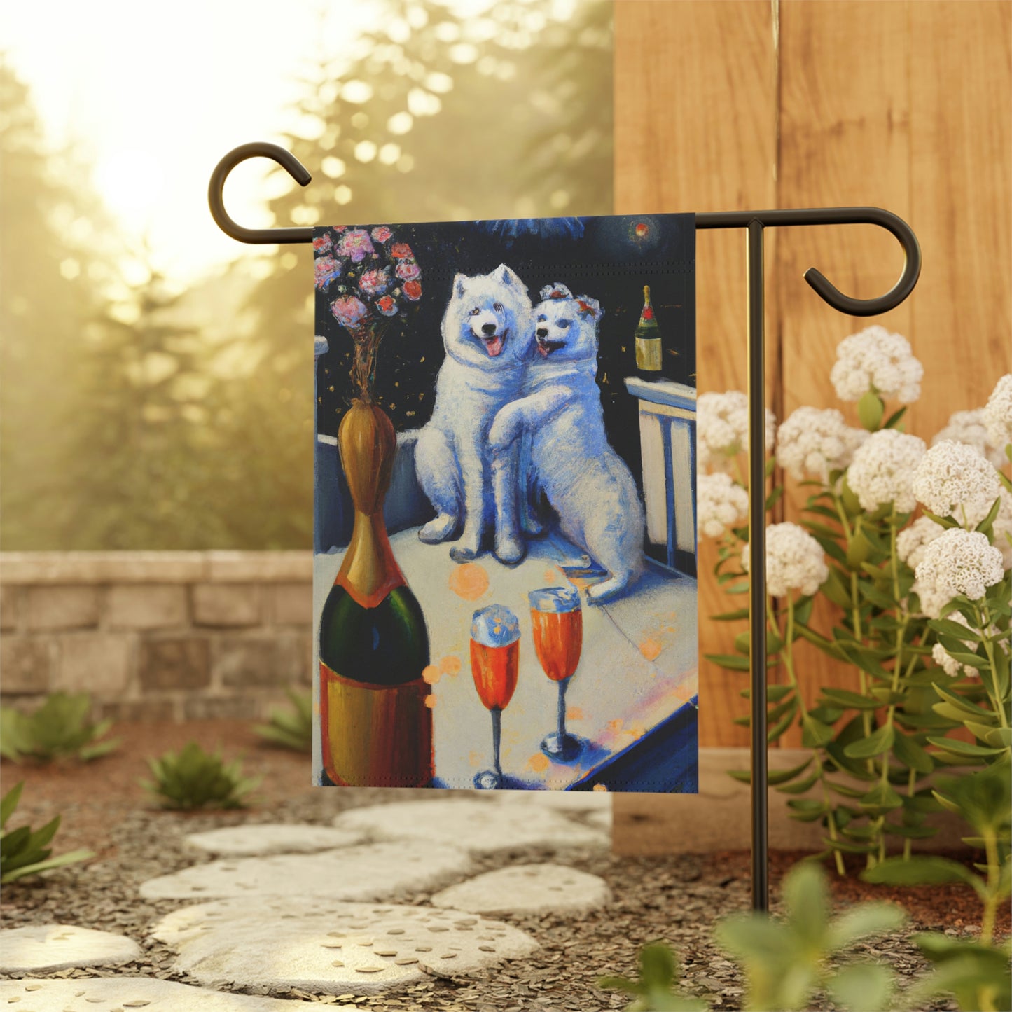 Romantic Samoyed Garden Banner