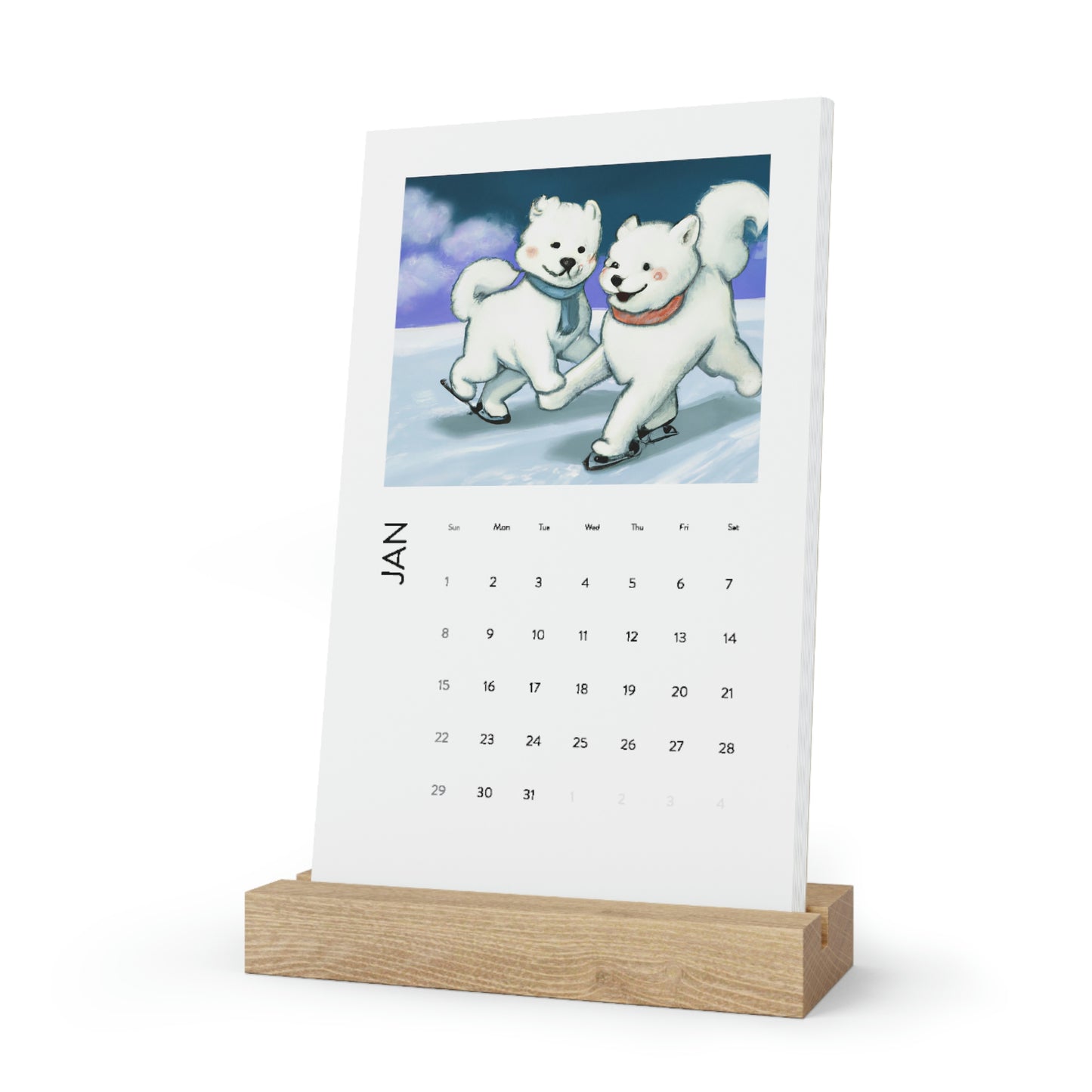 Seasonal Samoyeds: Vertical Desk Calendar (2023)