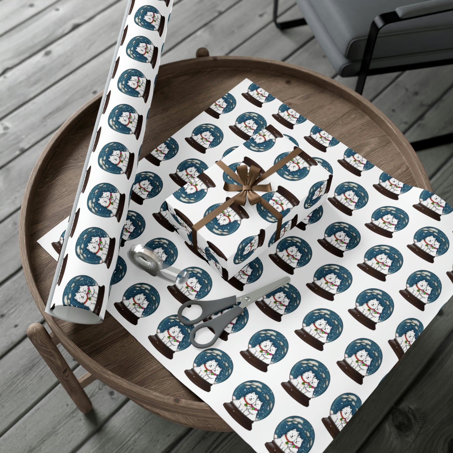 Samoyed Winter Snow Globe Gift Wrap Papers