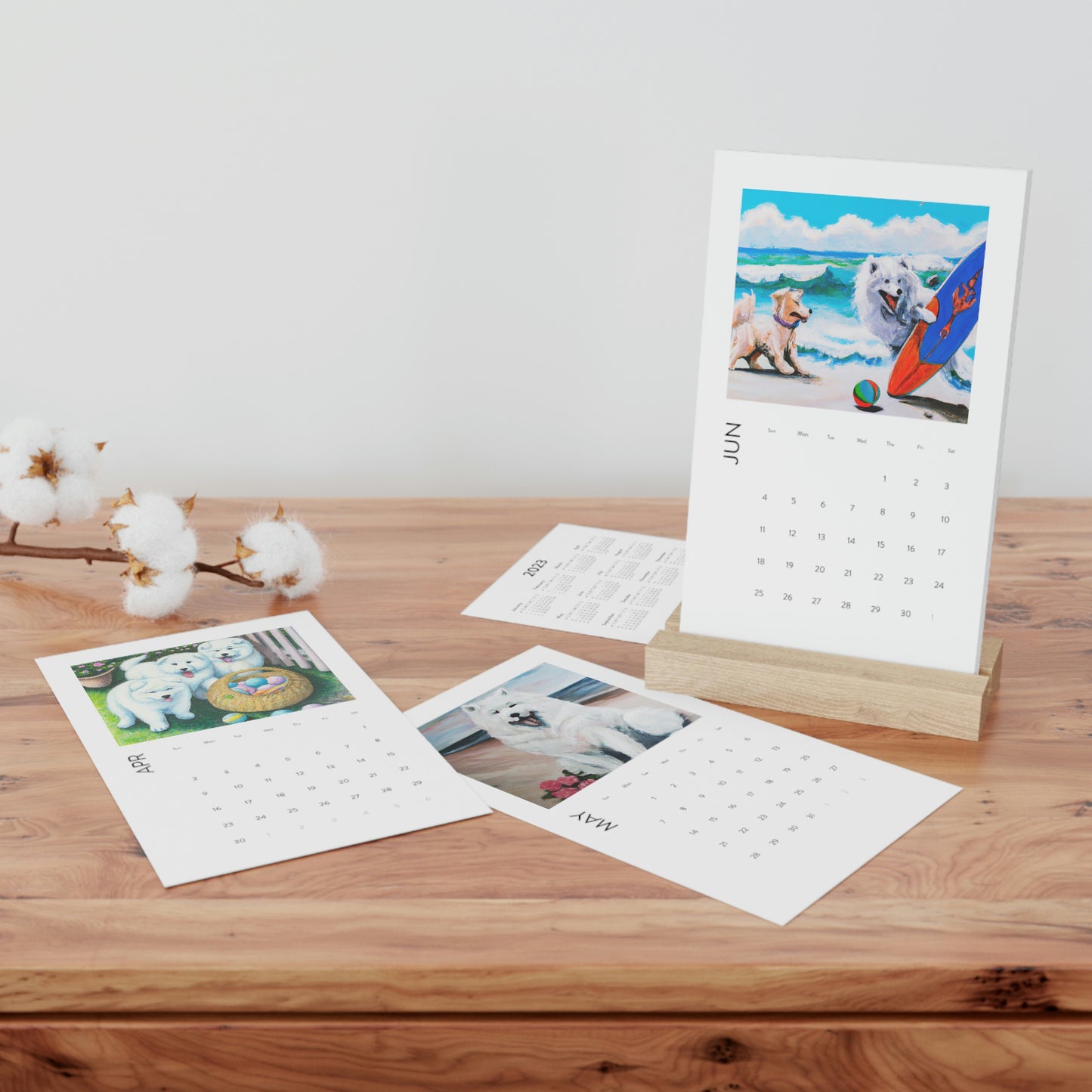 Seasonal Samoyeds: Vertical Desk Calendar (2023)