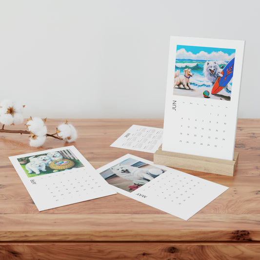 Seasonal Samoyeds: Vertical Desk Calendar (2023)