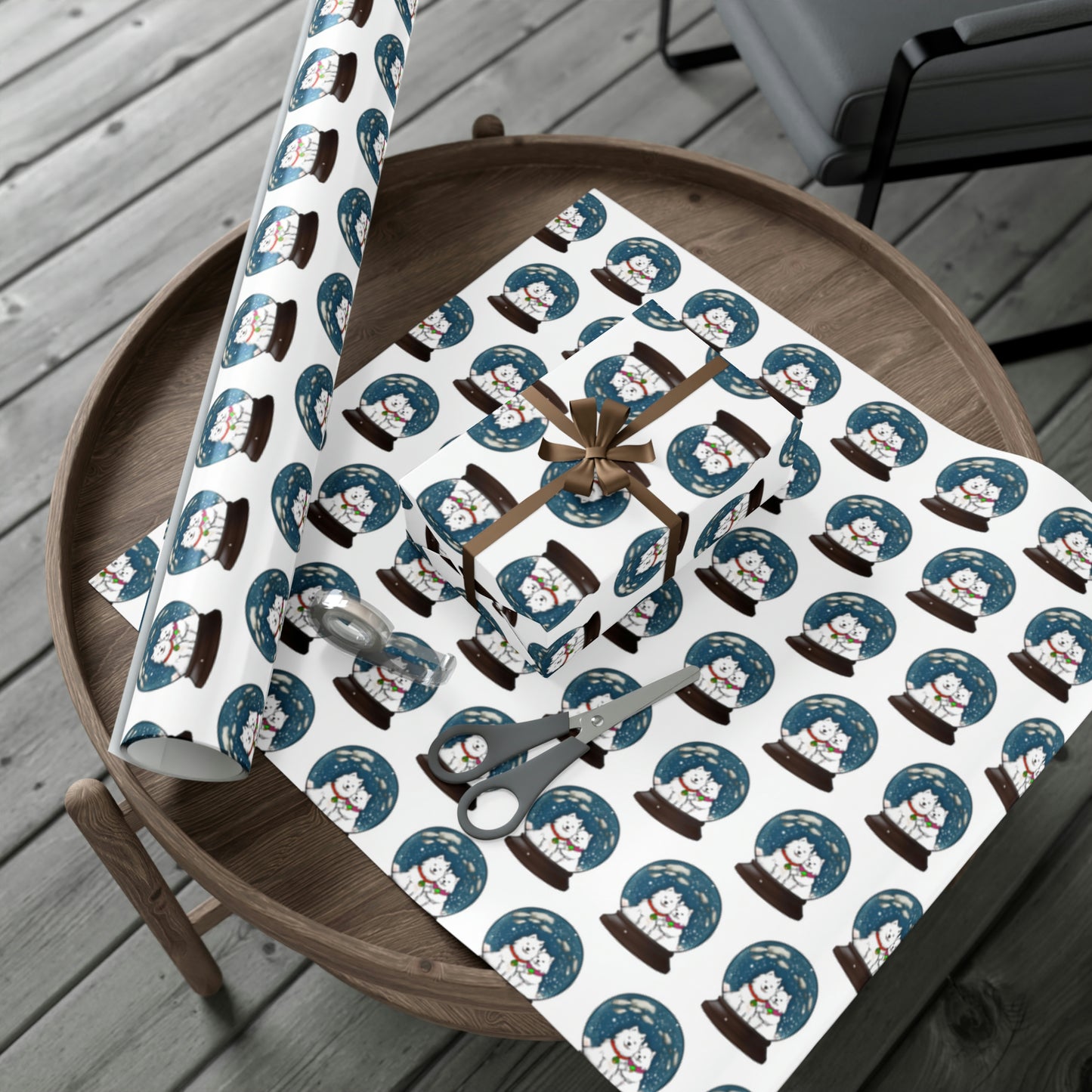 Samoyed Winter Snow Globe Gift Wrap Papers