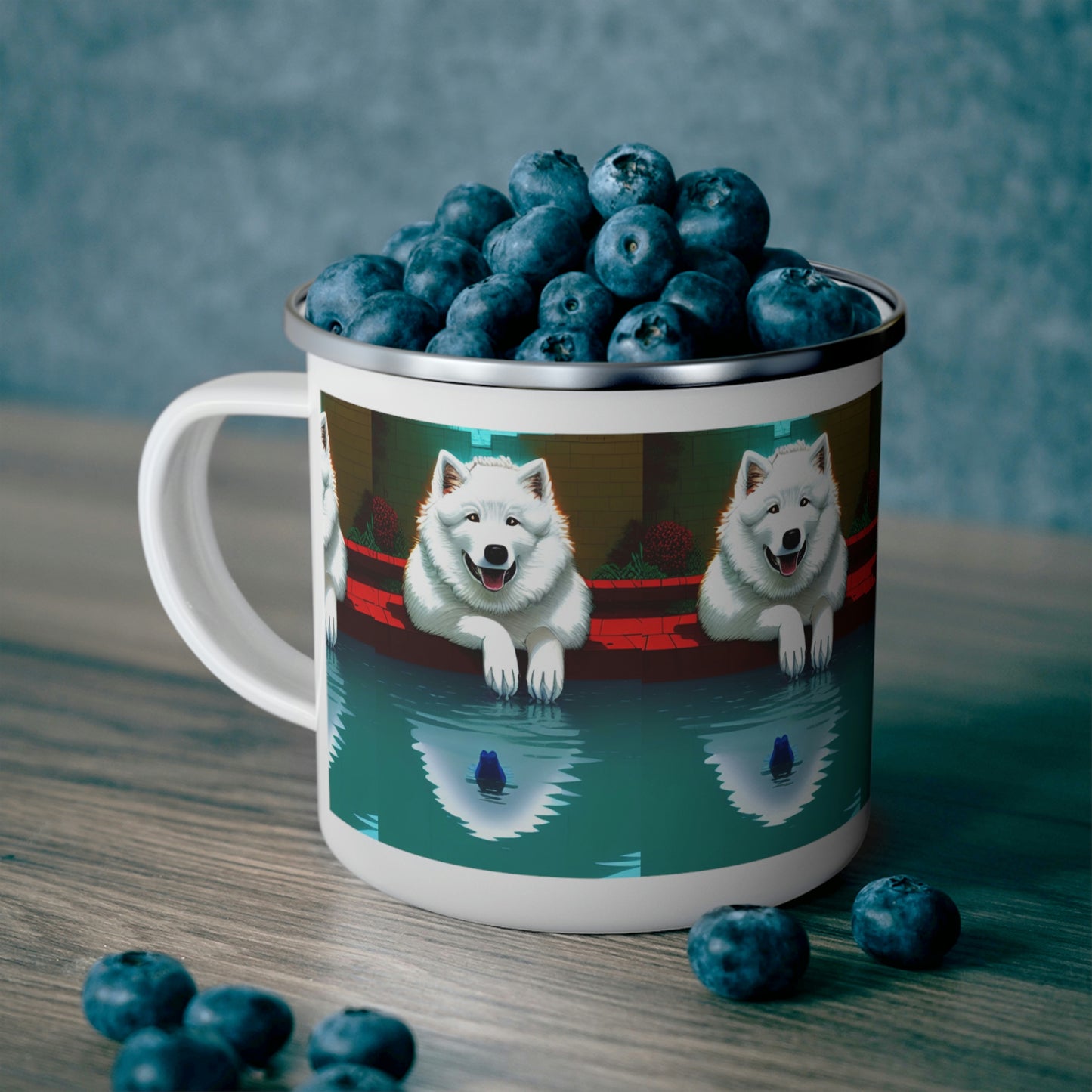 Samoyed Reflection Enamel Camping Mug