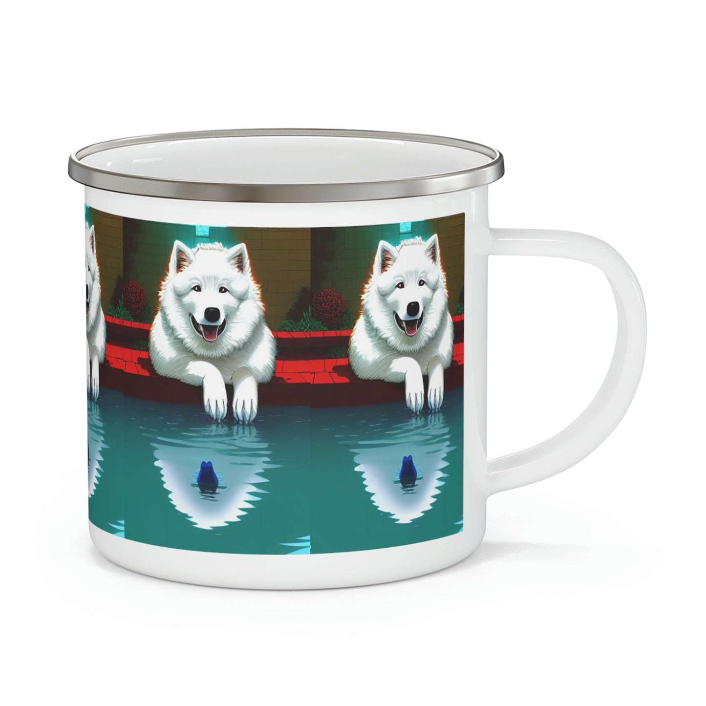 Samoyed Reflection Enamel Camping Mug