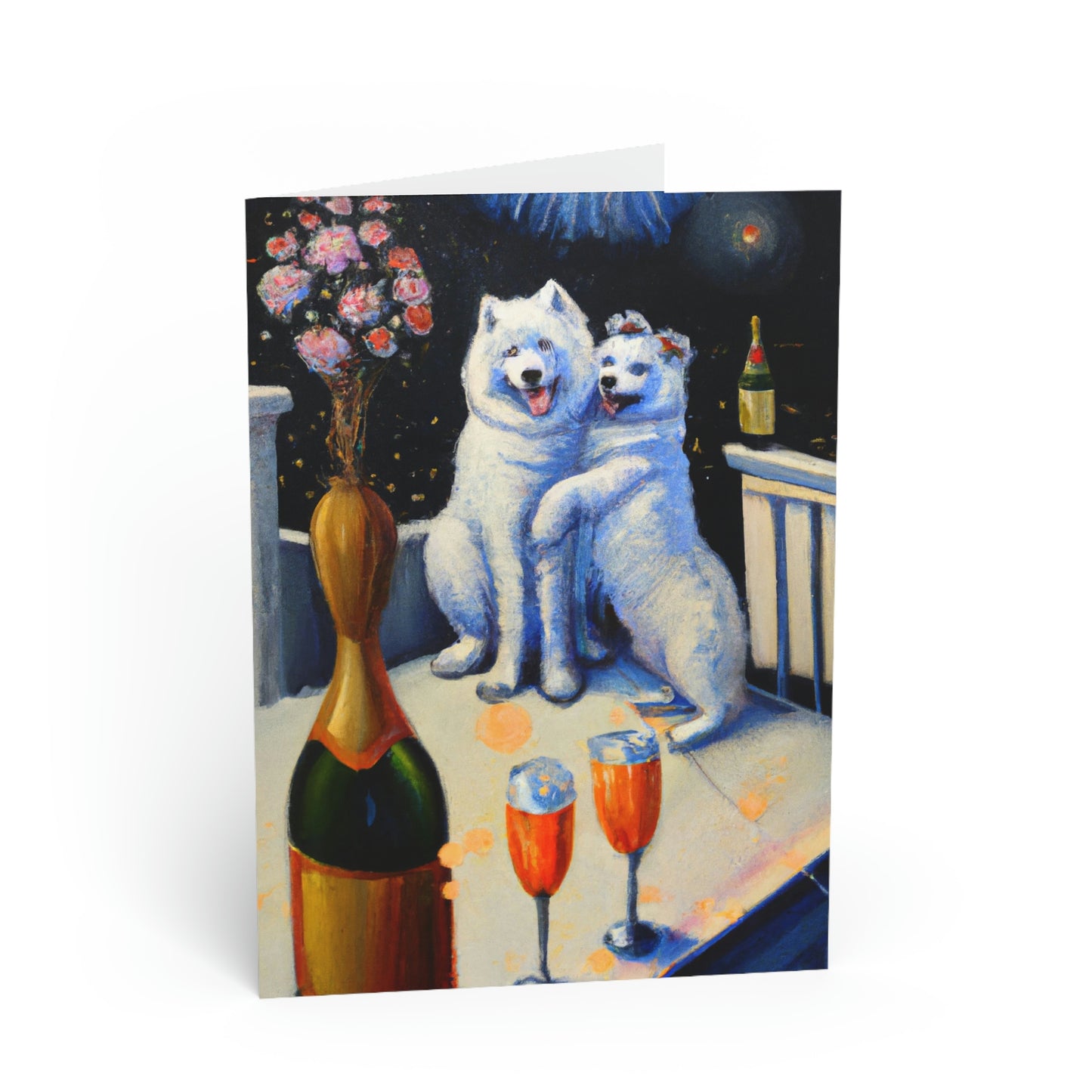 Samoyed Anniversary: Folded Greeting Cards