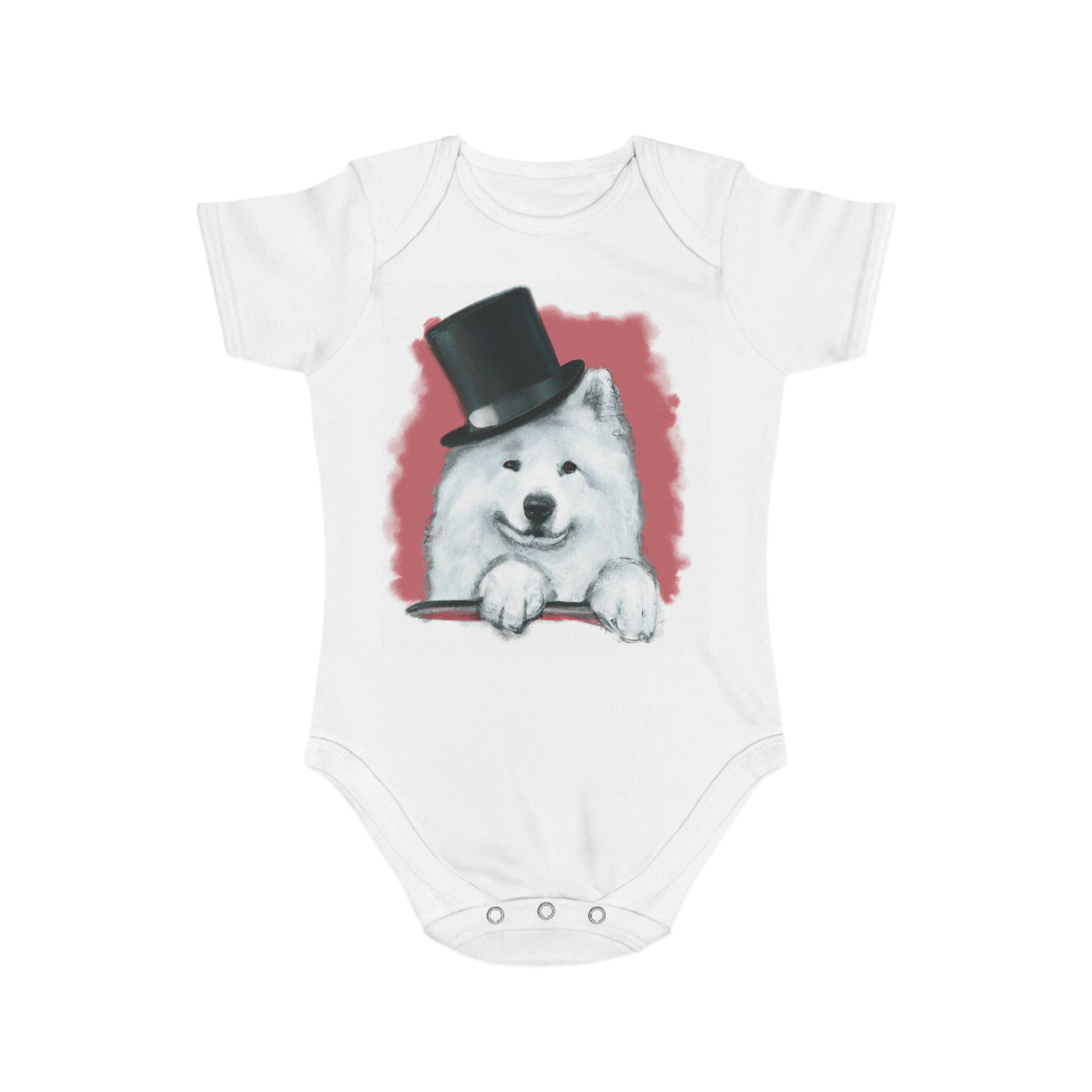 Top Hat Samoyed: Short Sleeve Baby Bodysuit