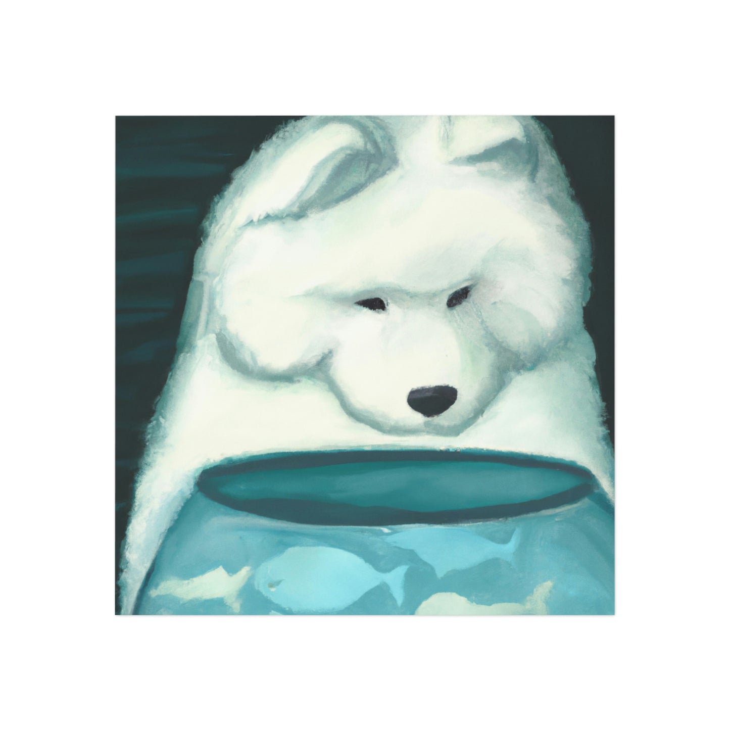 Samoyed Fishbowl Square Magnet