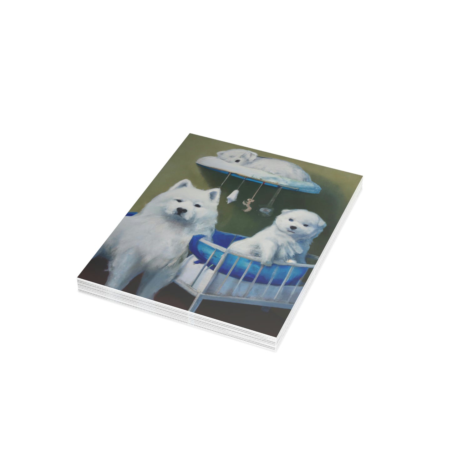 New Baby Samoyed Folded Greeting Cards (1, 10, 30, and 50pcs)