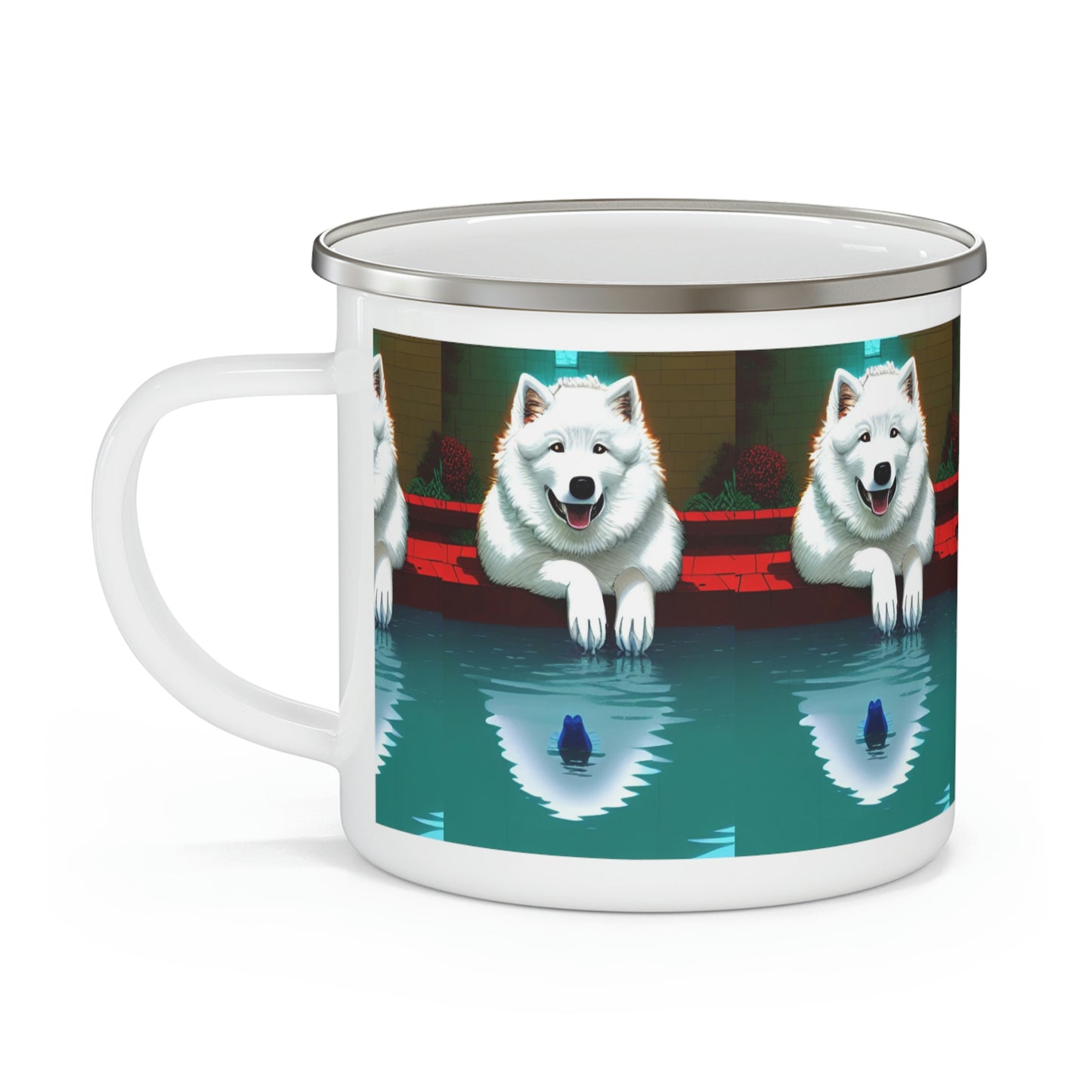 Samoyed Reflection Enamel Camping Mug