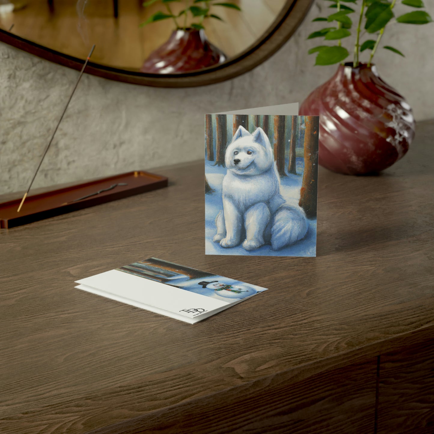 Snowdog Samoyed: Folded Greeting Cards (1, 10, 30, and 50pcs)