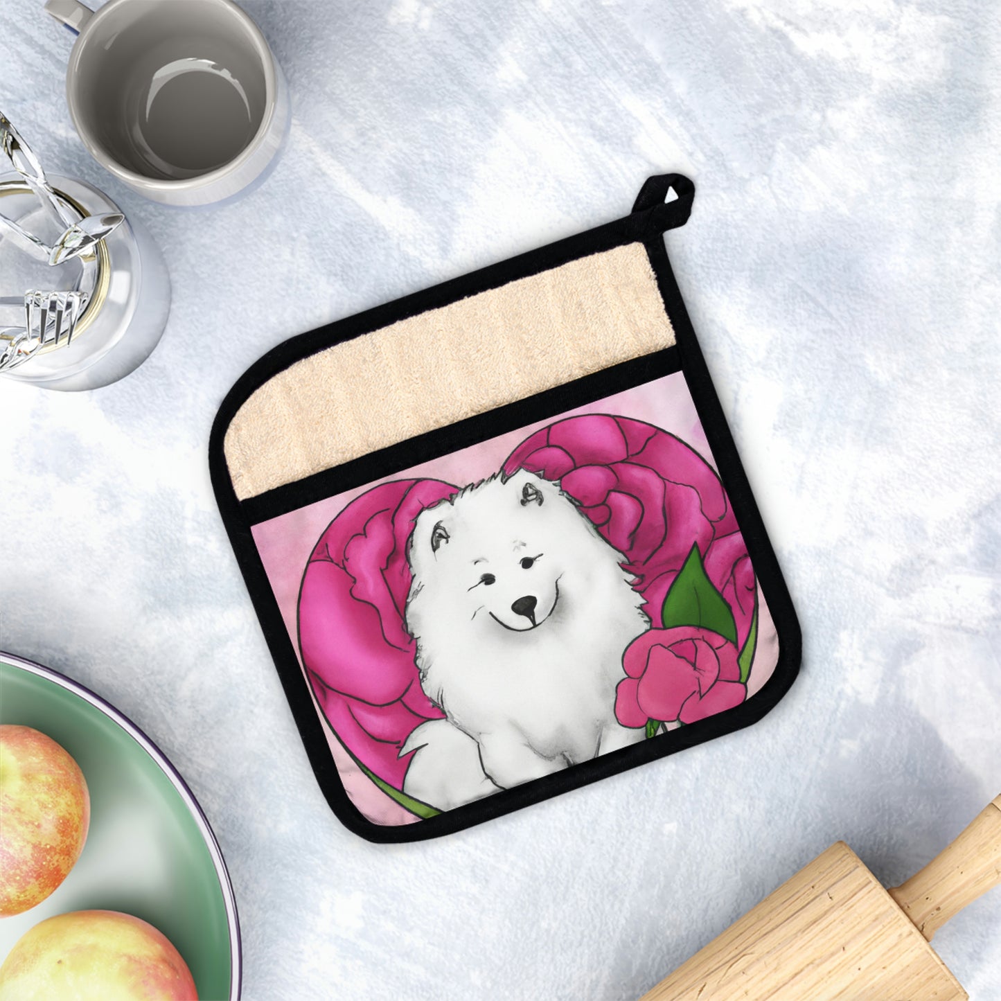 Samoyed Love: Pot Holder with Pocket