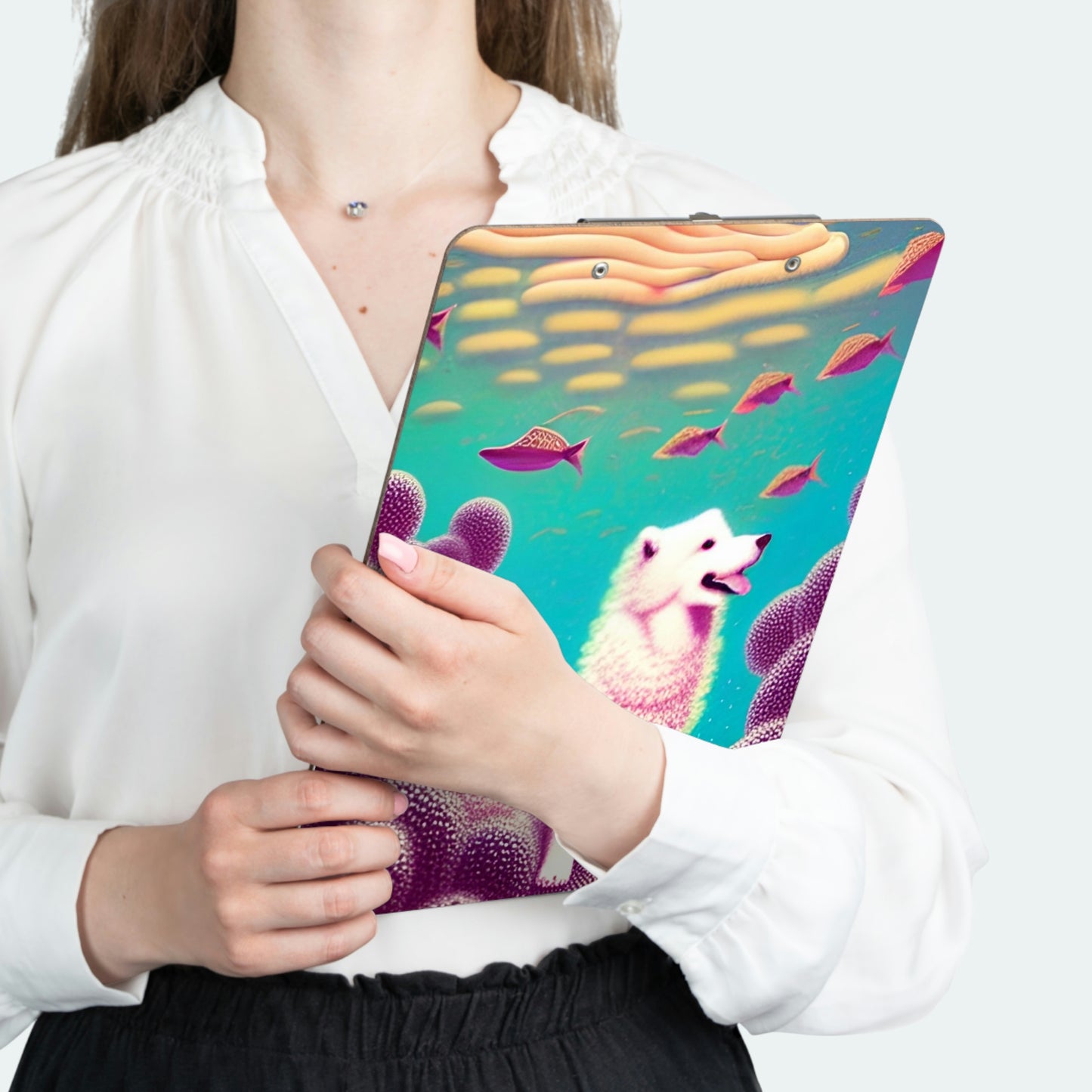 Fantasy Samoyed Coral Reef Clipboard