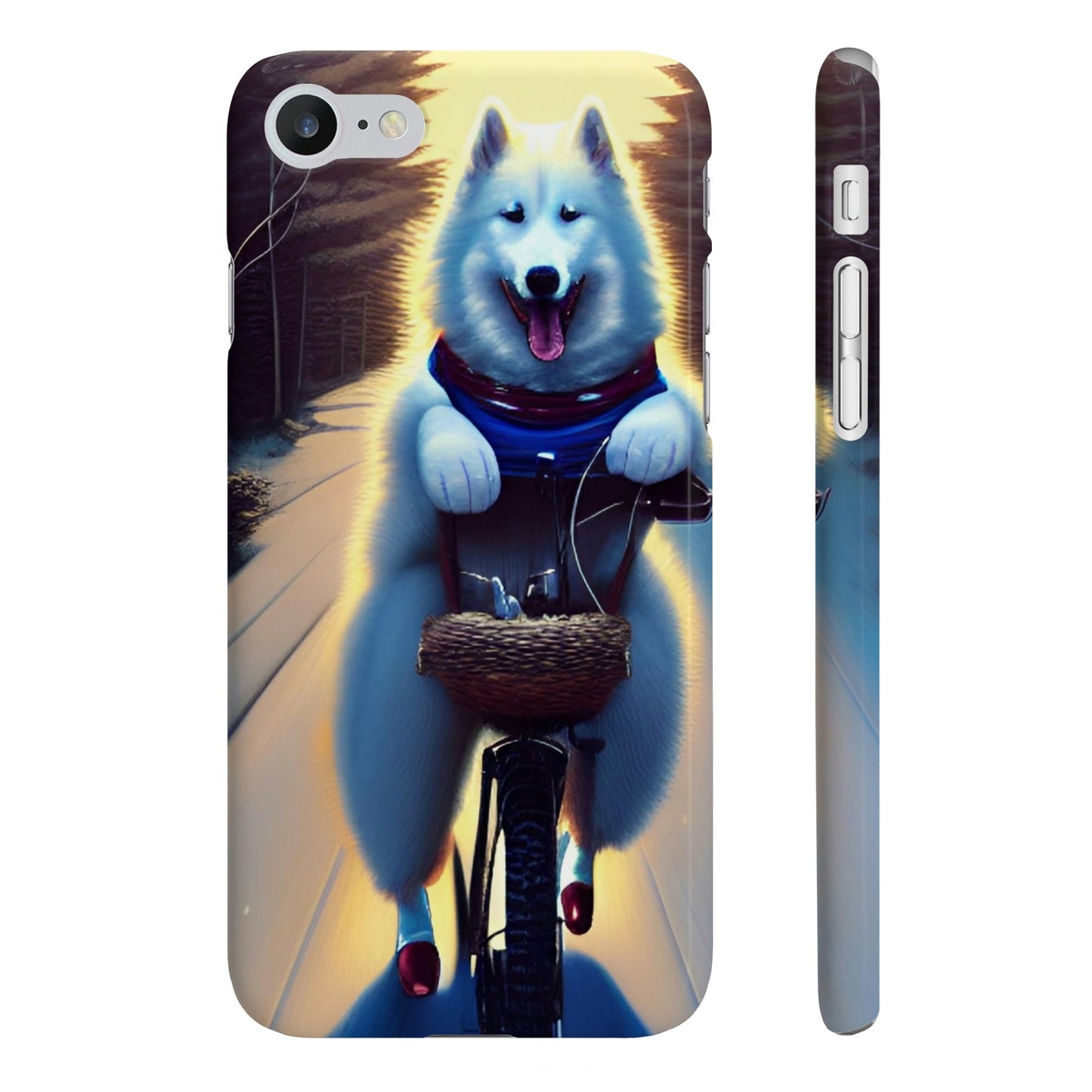 Samoyed Biking Slim Phone Case