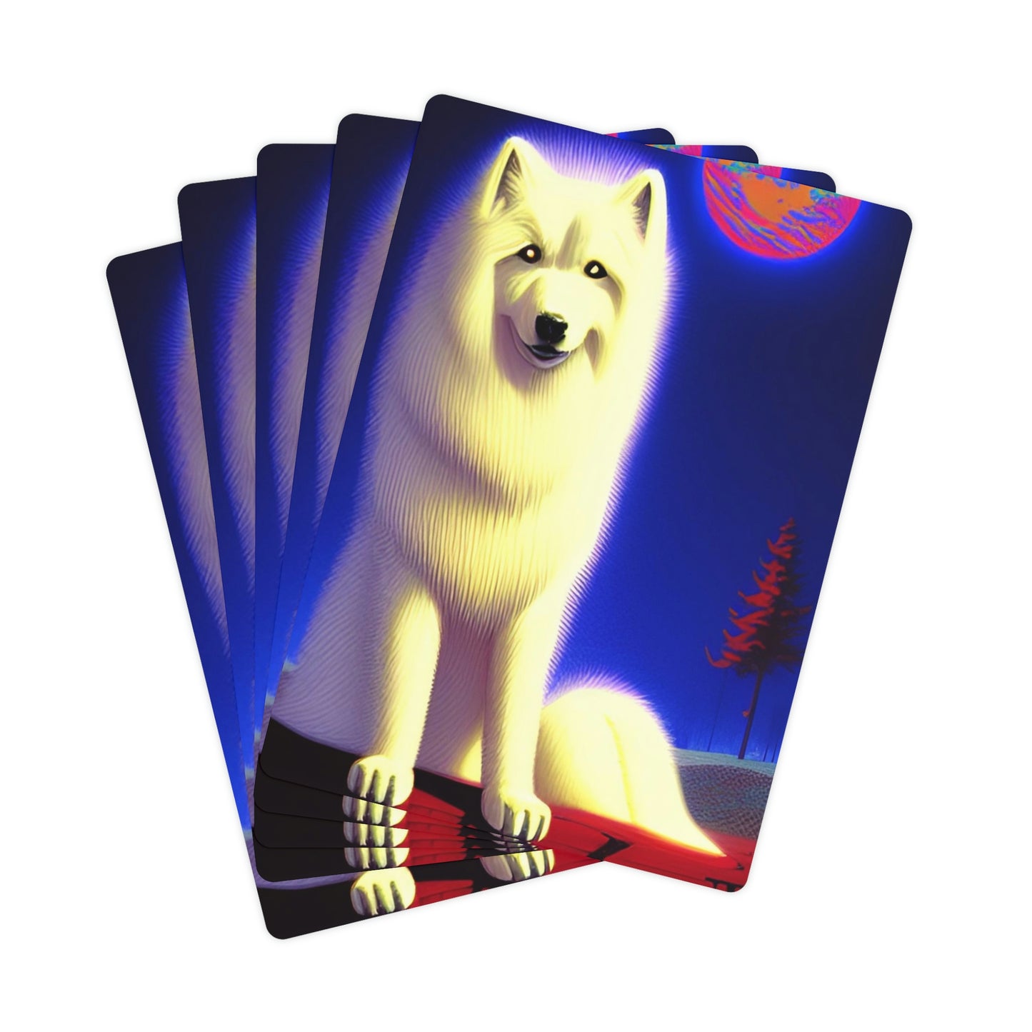 Fantasy Mood Samoyed Poker Cards