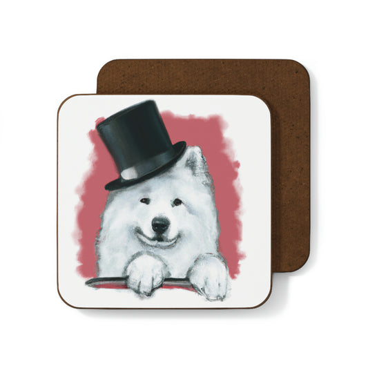 Samoyed Tophat Hardboard Back Coaster