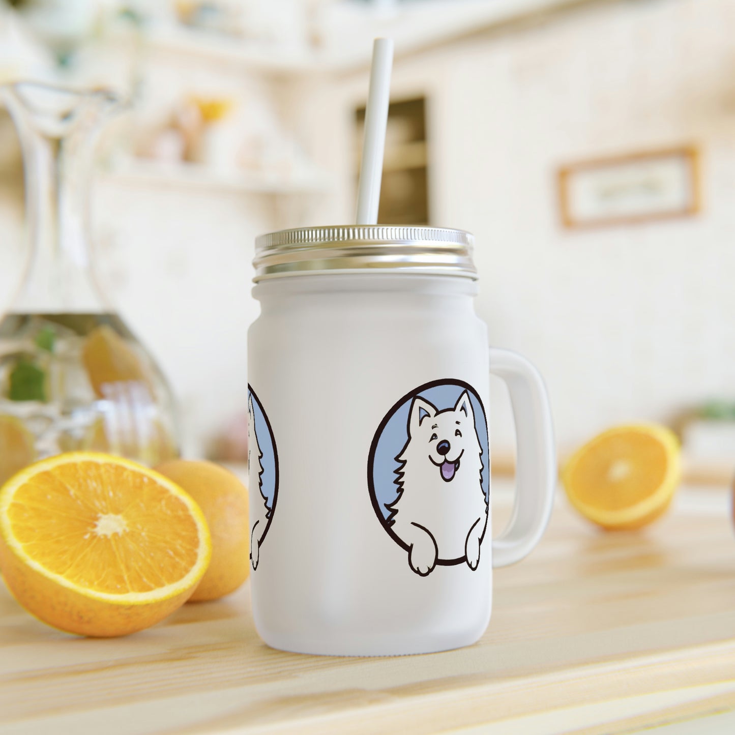 Smiling Sam the Samoyed Mason Jar