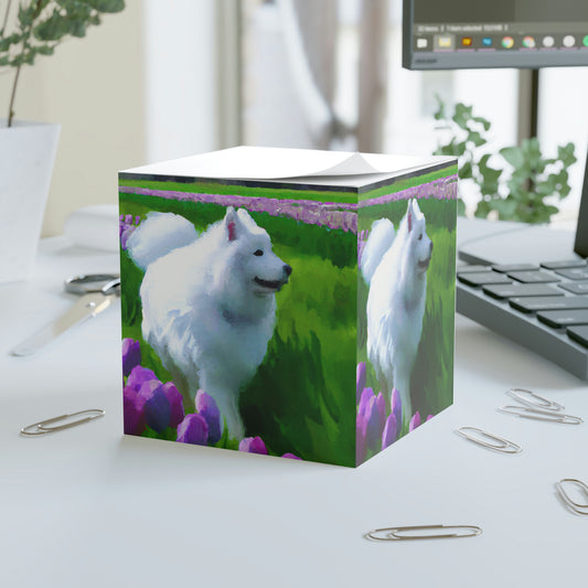 Samoyed in the Tulip Feilds Note Cube