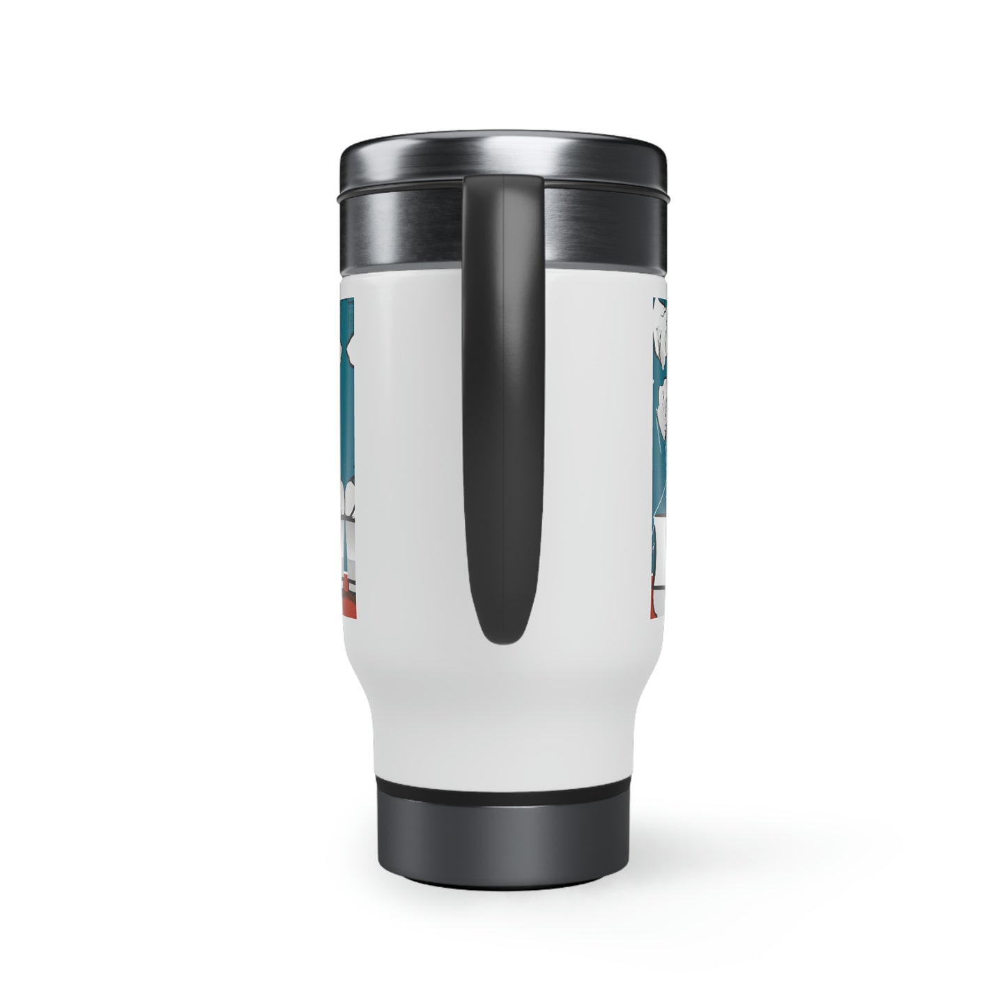 Office Samoyed in Overdrive Stainless Steel Travel Mug with Handle (14oz)