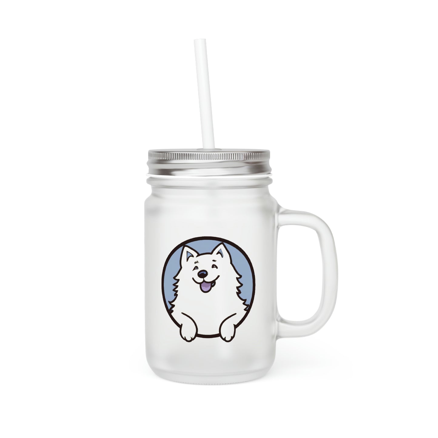 Smiling Sam the Samoyed Mason Jar