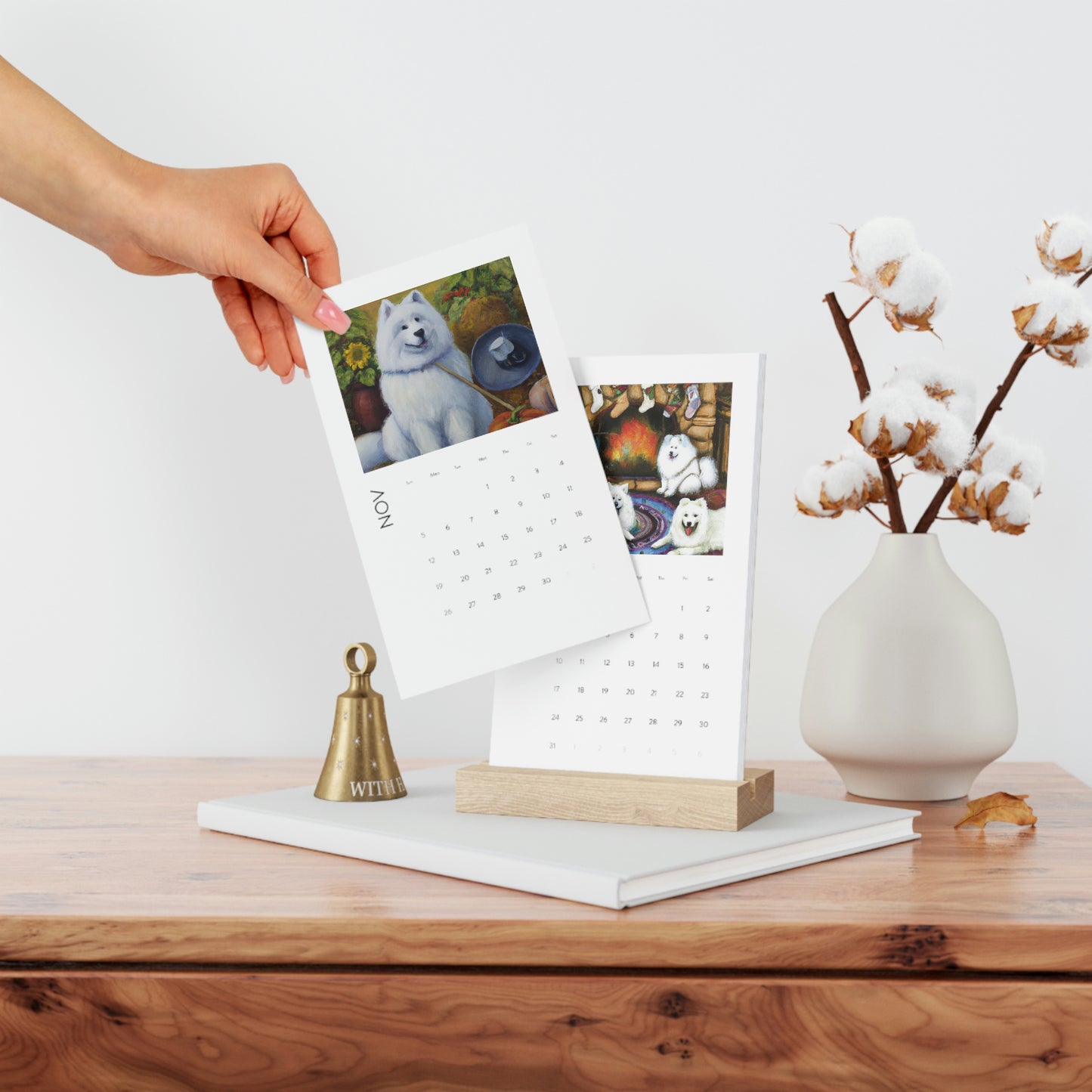 Seasonal Samoyeds: Vertical Desk Calendar (2023)