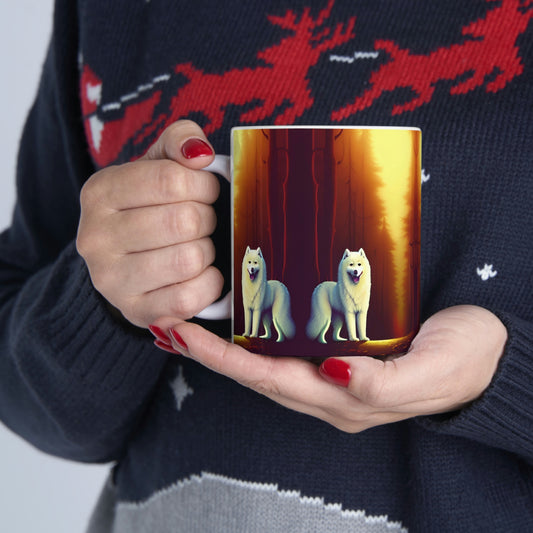 Samoyed Friends Forrest Ceramic Mug 11oz