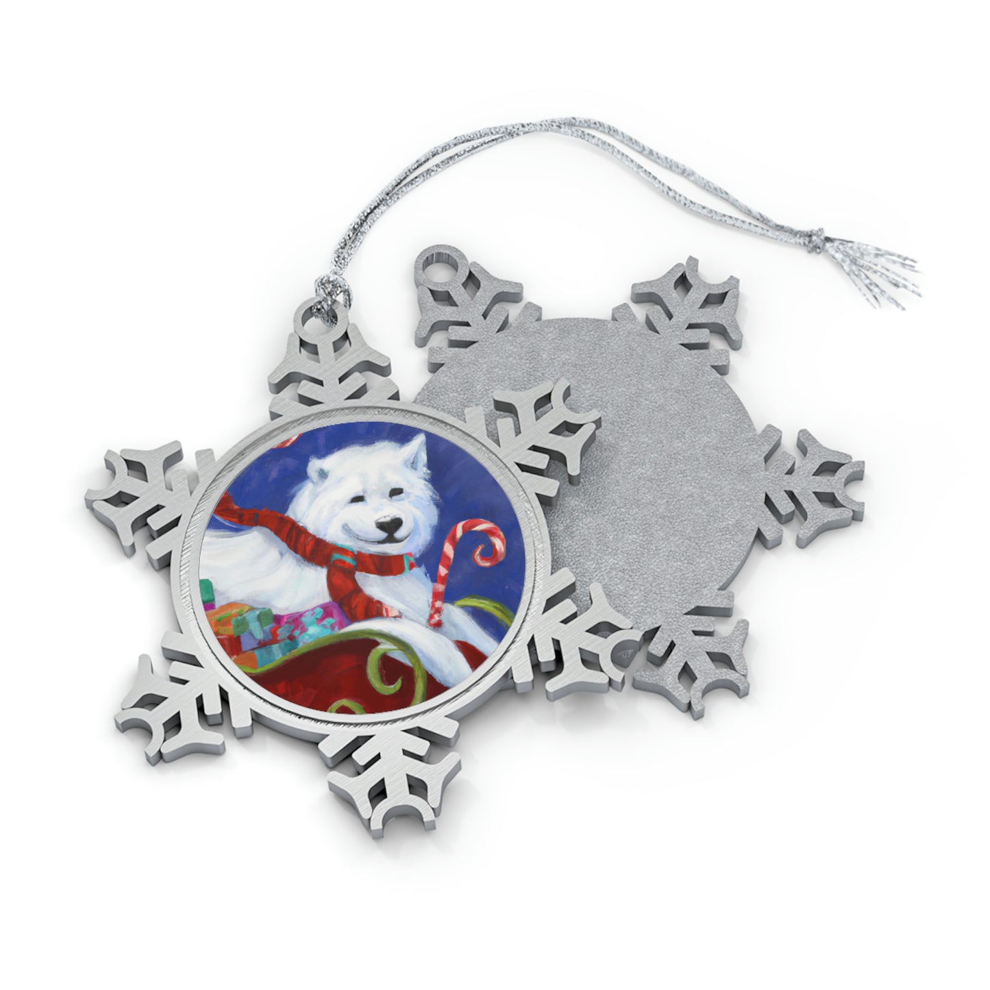 Christmas Samoyed: Pewter Snowflake Ornament