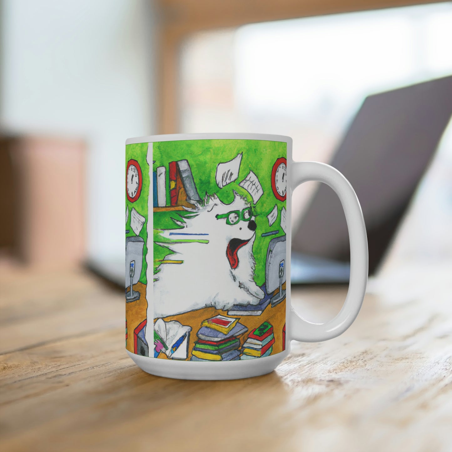 Samoyed Student Researching: Ceramic Mugs (11oz\15oz\20oz)