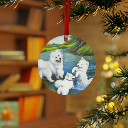 River Creek Samoyeds Metal Ornaments