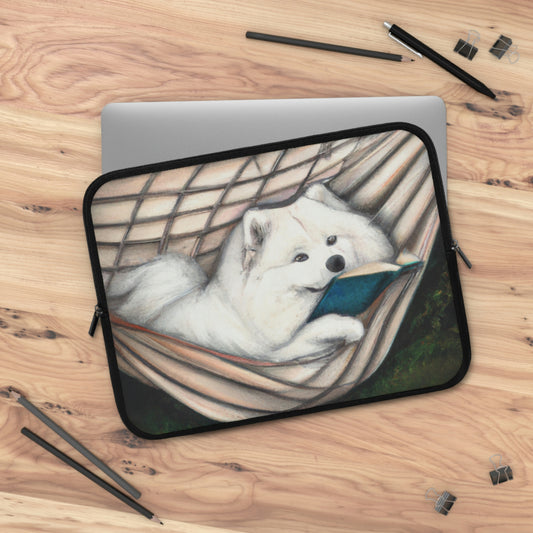 Reading Samoyed Laptop Sleeve